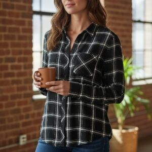 Workshop Republic Clothing Black and White Plaid Shirt